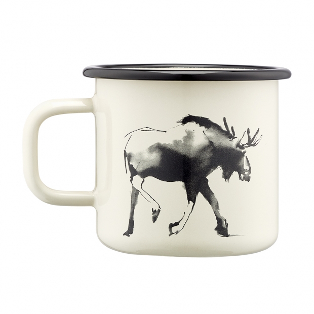 Mug Moose 0.37l, enamel / beige