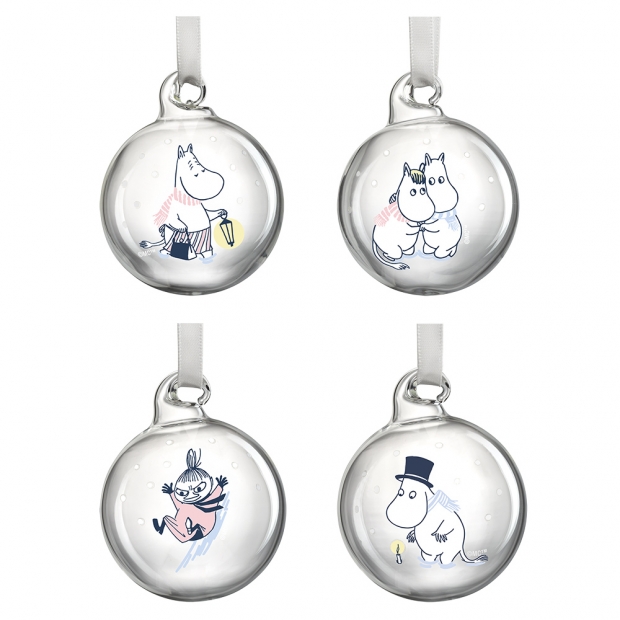 Set vánočních ozdob Moomin Let it snow 5cm / 4ks
