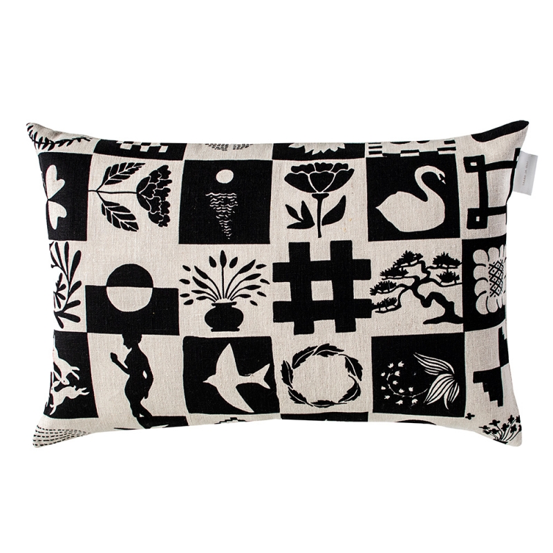 Hemp pillowcase Kaukana kotoa 40x60, beige-white