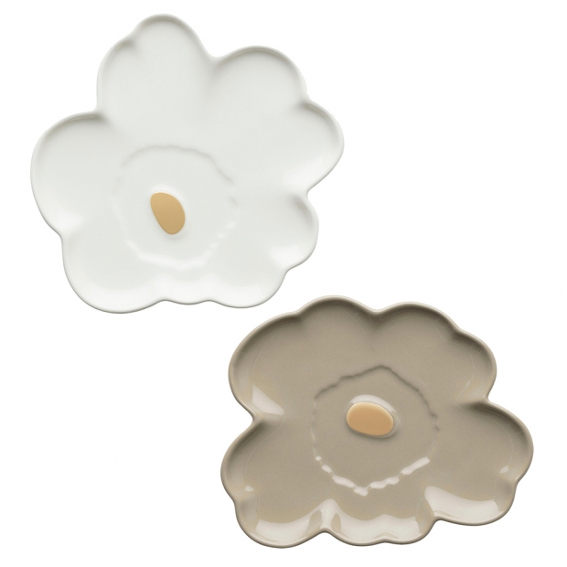 Set talířů Unikko 13,5cm, 2ks, 60. výročí / béžovo-bílo-zlatý