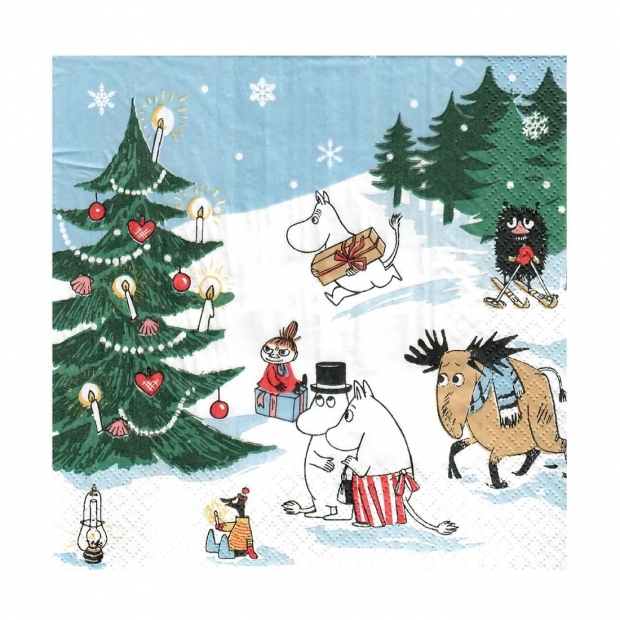 Ubrousky Moomin Joulun ihmemaa 24x24cm, 20ks