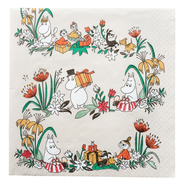 Moomin Misteli napkins 33x33cm, 20pcs / beige