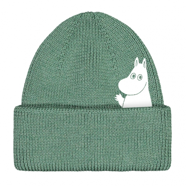 Merino hat Moomin Hello there, green