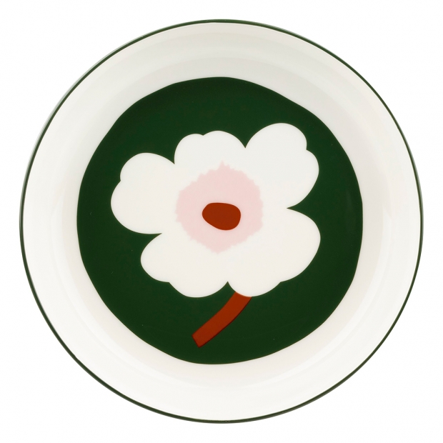 Oiva Unikko plate 20.5cm, green-pink