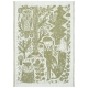 Linen tea towel Metsikkö 46x70, olive-white