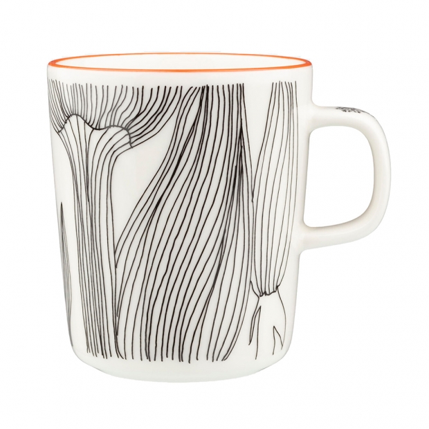 Mug Oiva Flowers Bloom 0.25l, black-white-orange