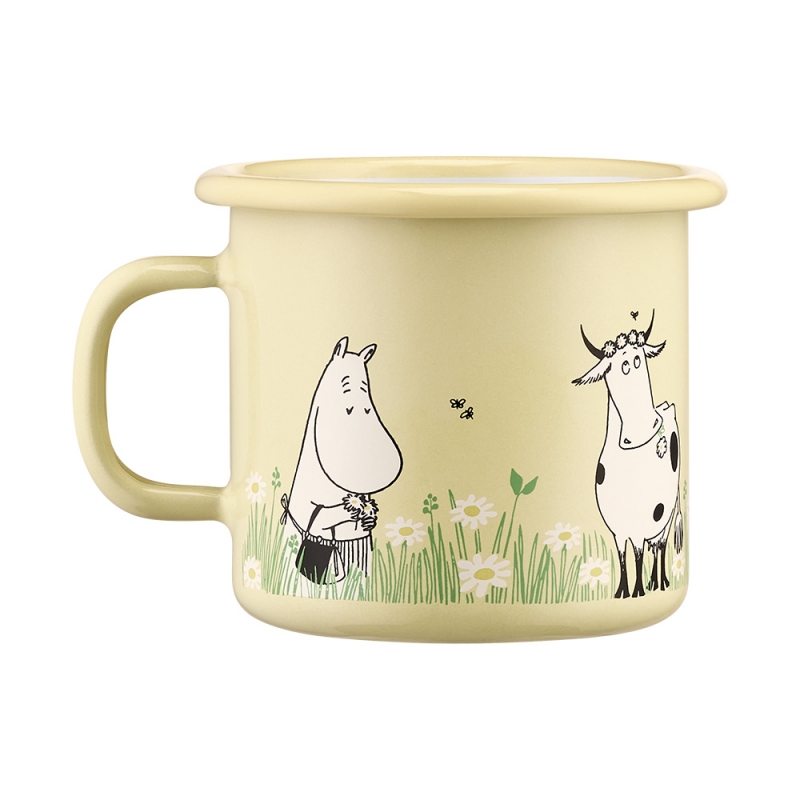 Moomin Meadow mug 0.25l, enamel / yellow