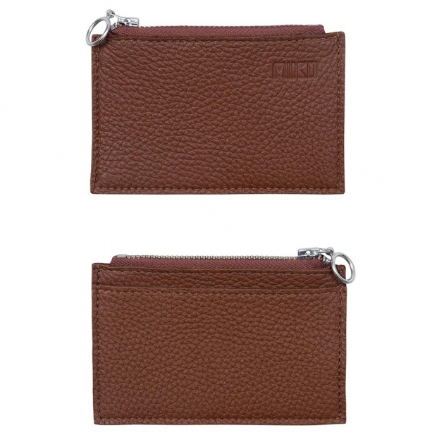Card wallet, brown-silver