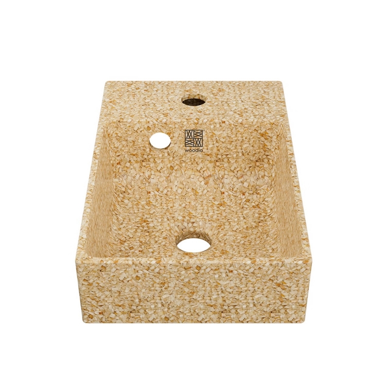 Cube40 Slim washbasin, natural beige / countertop right