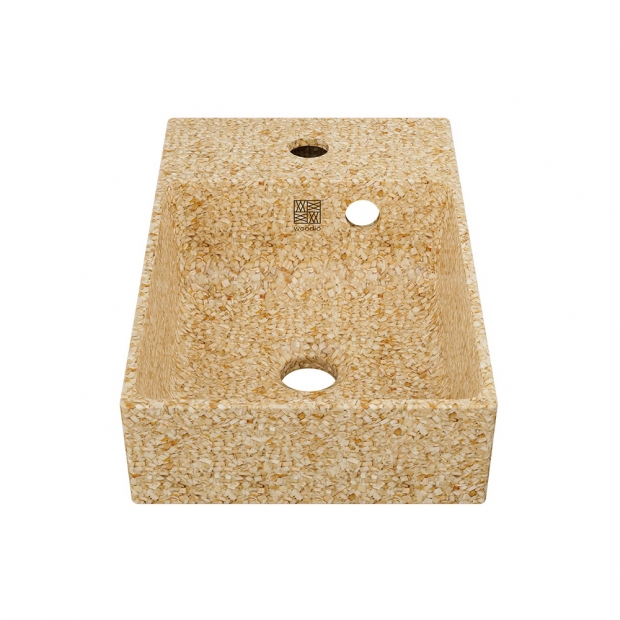 Cube40 Slim washbasin, natural beige / countertop left