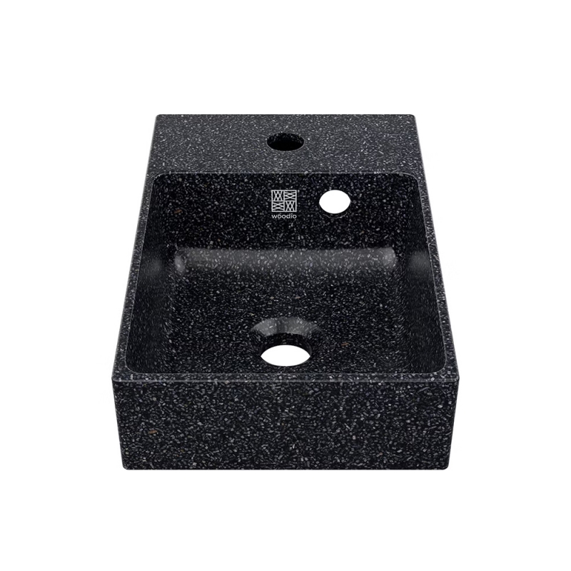 Cube40 Slim washbasin, polar white / countertop left