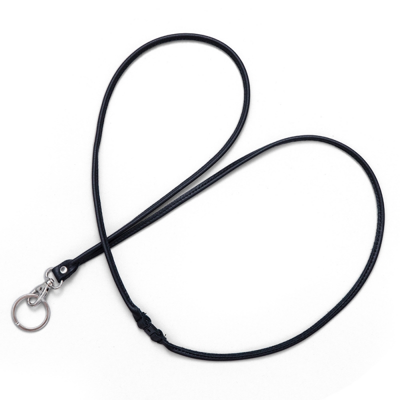Šnúrka na kľúče z losej kože, čierna / dlhá