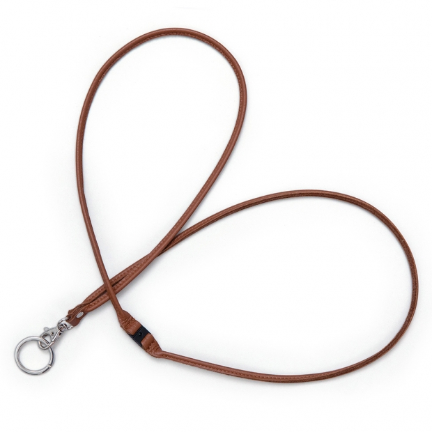 Elk leather key lanyard, brown / long