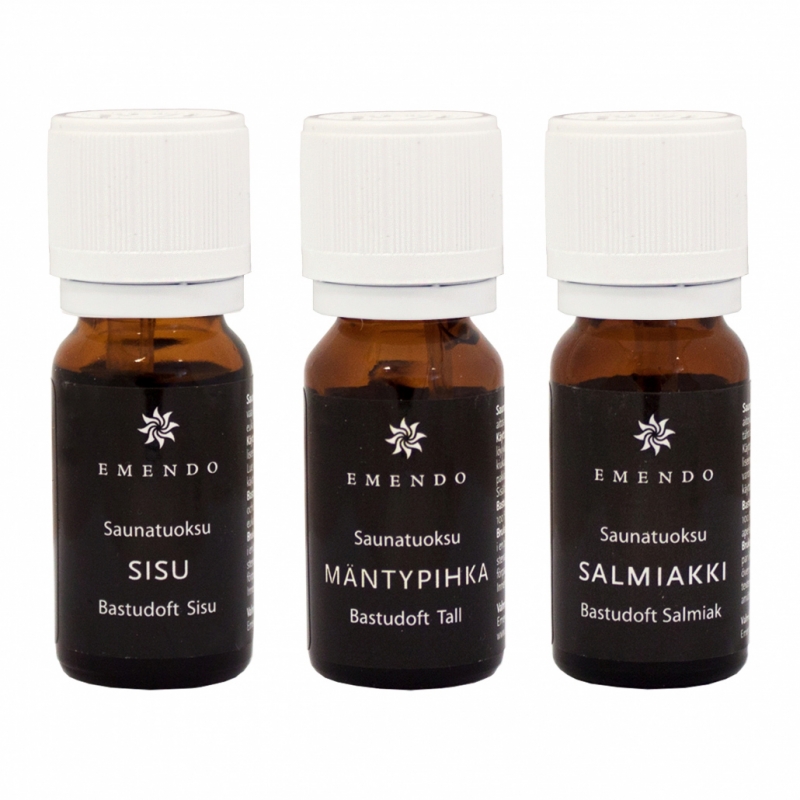 Set vôní do sauny Emendo 3x10ml / Salmiak, Borovica, Sisu