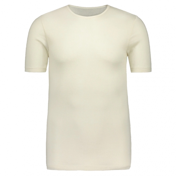 Tričko z hodvábu a merino vlny, krátky rukáv / biele