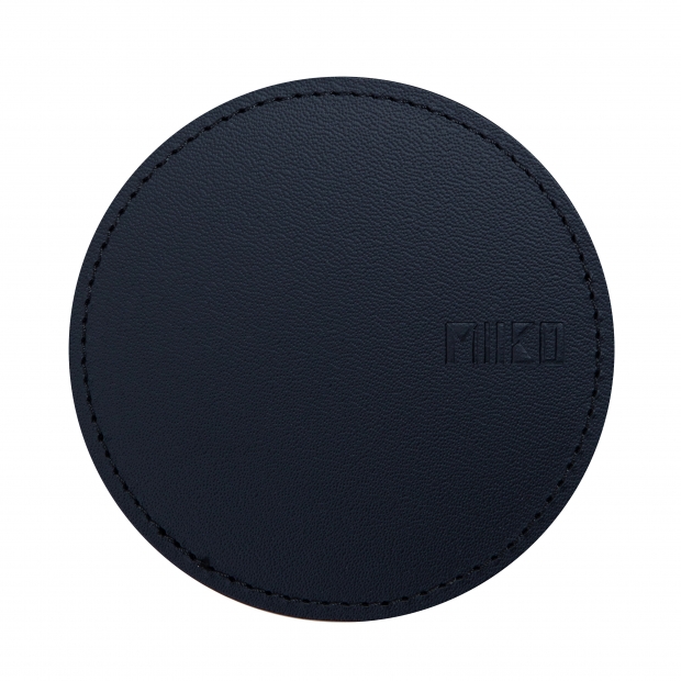 Podtácok 10cm, recyklovaná koža / čierny