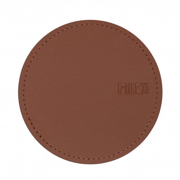 Coaster 10cm, recycled leather / brown