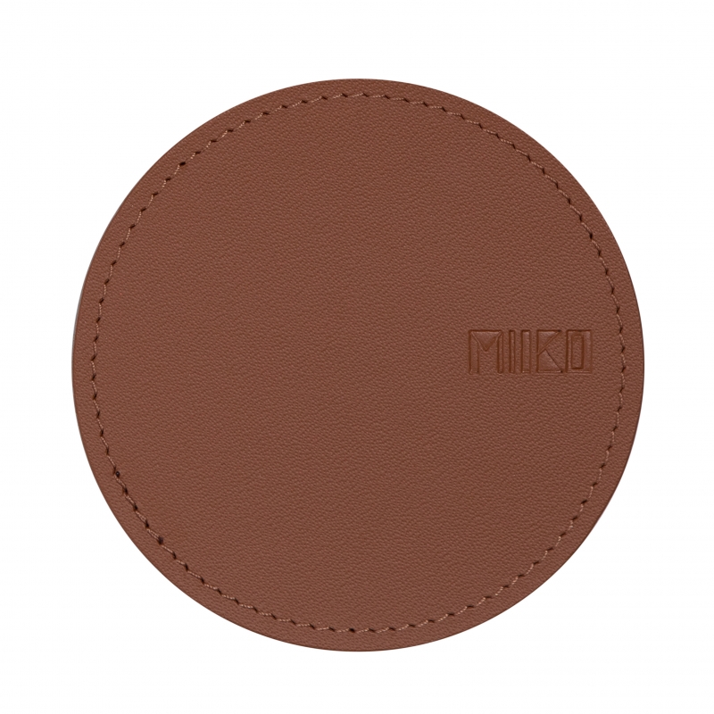 Coaster 10cm, recycled leather / brown