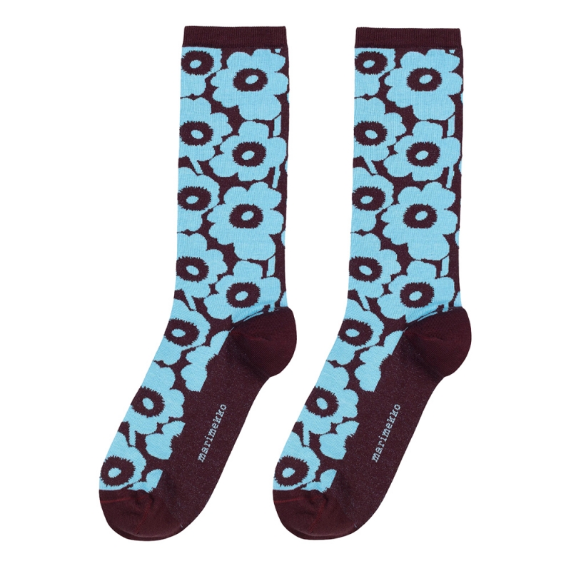 Pinnat Unikko socks, red-blue