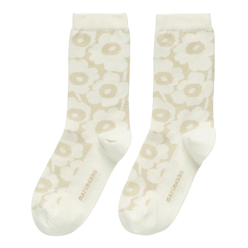 Linjaus Unikko socks, beige off-white