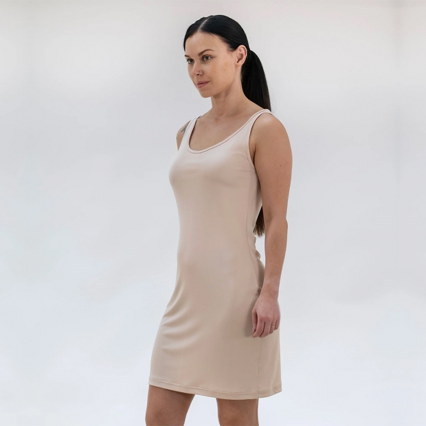 Women's silk slip dress, powder