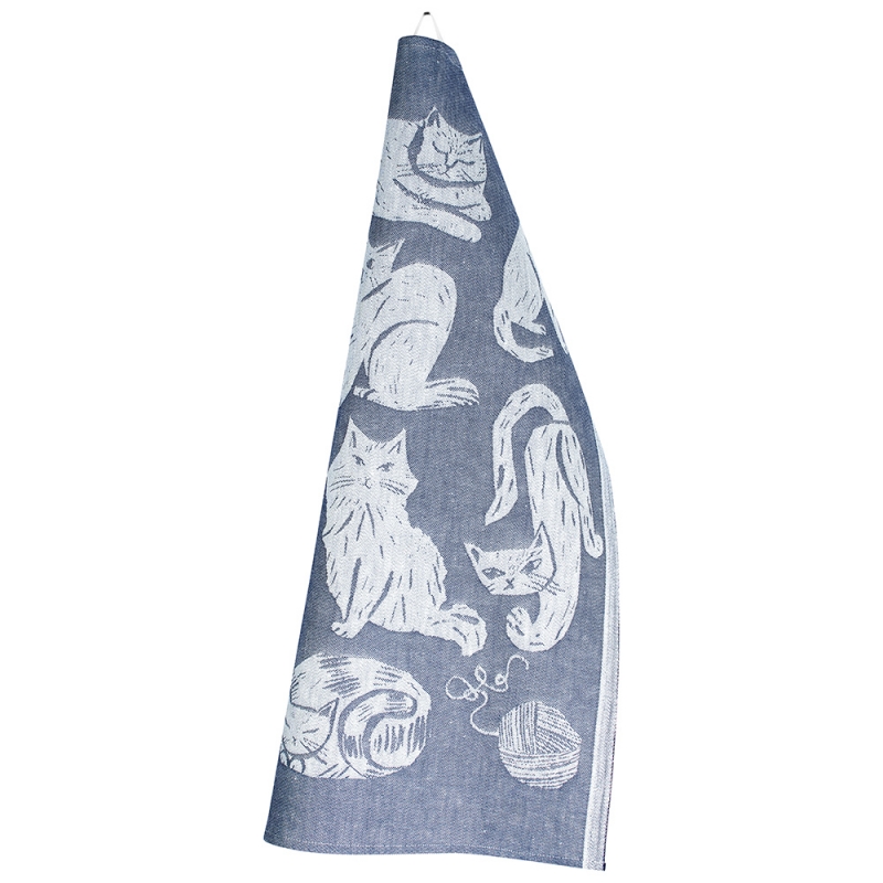 Ľanová utierka Kissanpäivät 46x70, modro-biela