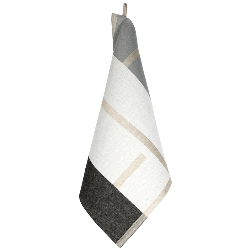 Linen tea towel Suunta 46x46, white-grey-black