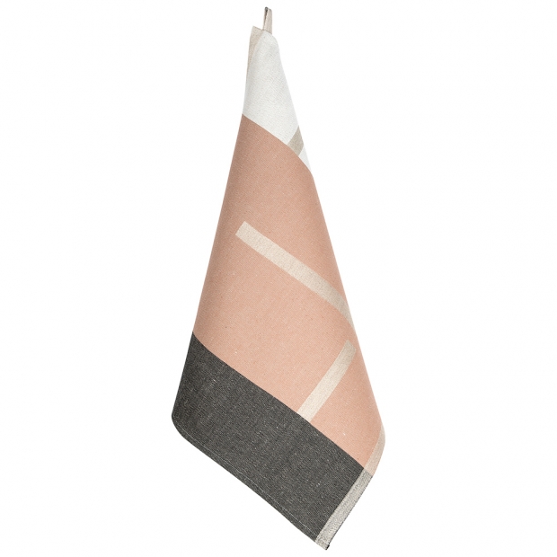 Linen tea towel / napkin Suunta 46x46, cinnamon-white-black