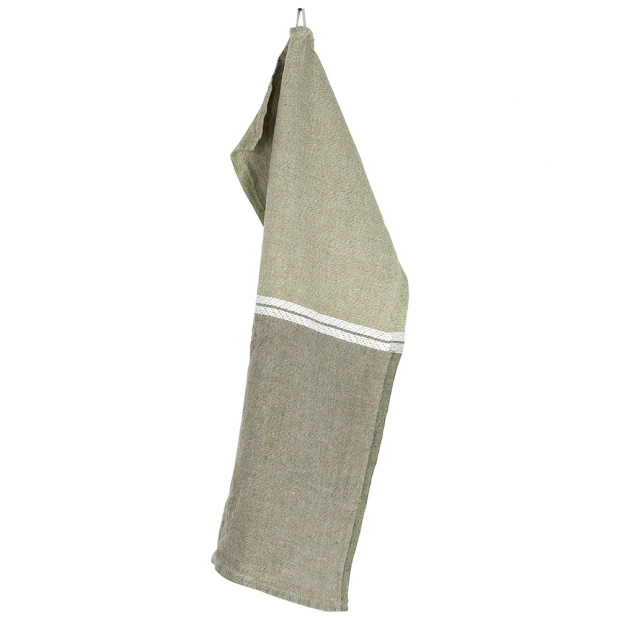 Linen tea towel Venla 46x70, olive-white