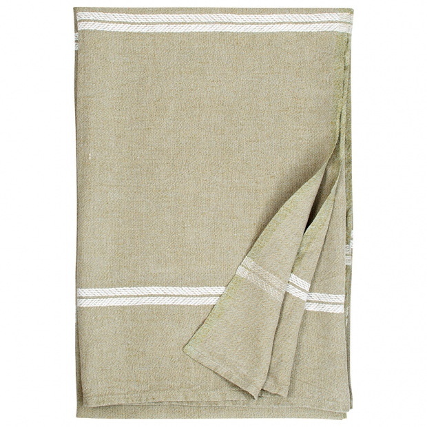 Linen tablecloth Venla 150x300, olive-white