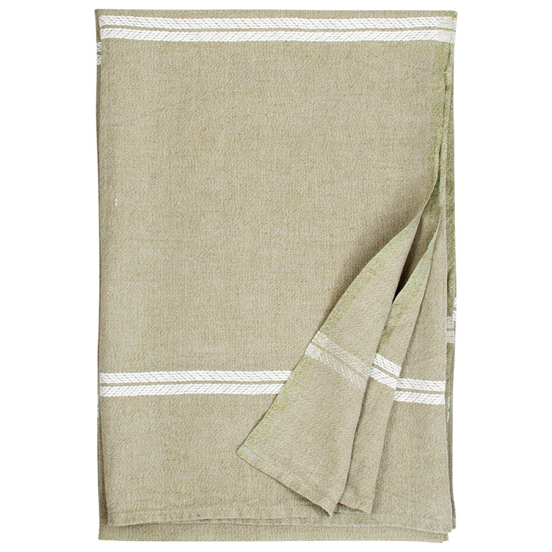 Linen tablecloth Venla 150x300, olive-white