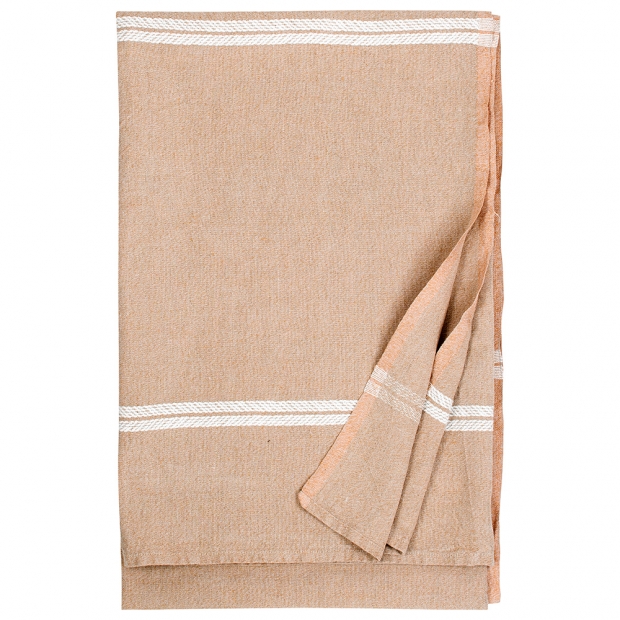 Linen tablecloth Venla 150x220, cinnamon-white