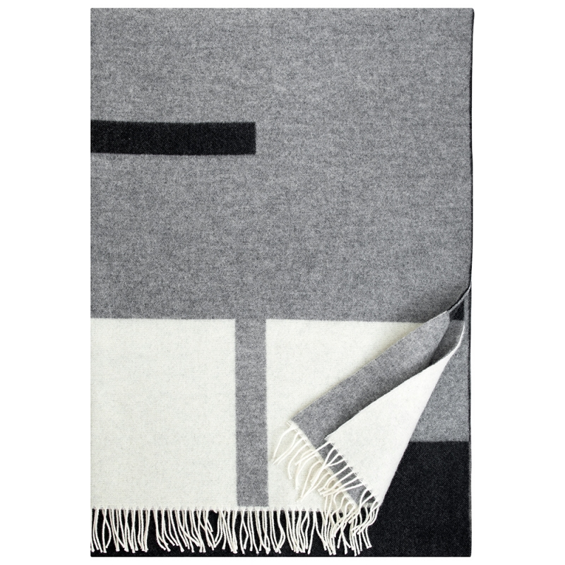 Wool blanket Suunta 130x180, grey-white-black / Finnsheep