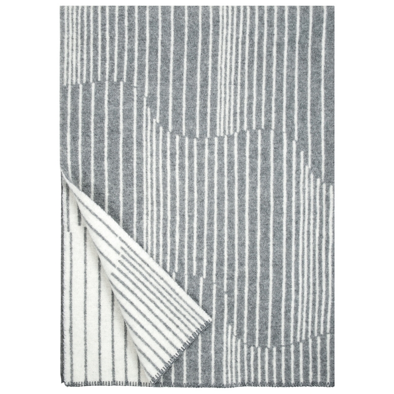 Wool blanket Aurora 130x180, grey-white / Finnsheep