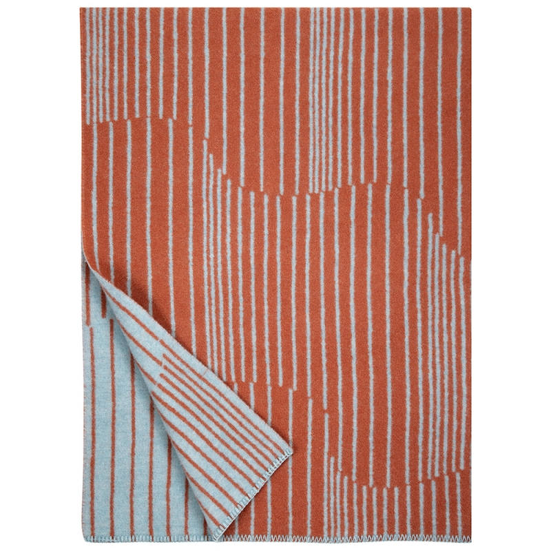 Wool blanket Aurora 130x180, cinnamon-naturally dyed blue / Finnsheep