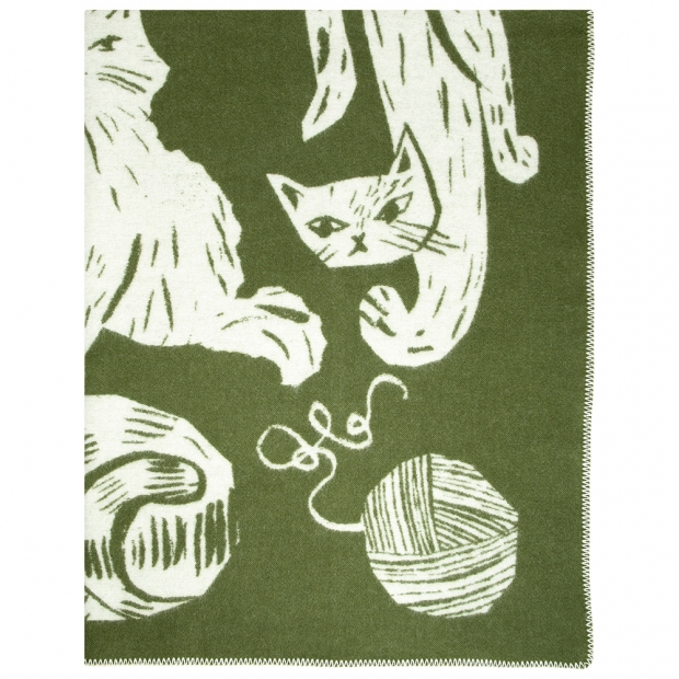 Wool blanket Kissanpäivät 130x180, olive-white