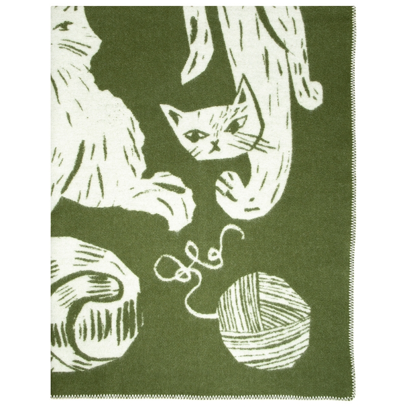 Vlnená deka Kissanpäivät 130x180, olivovo-biela