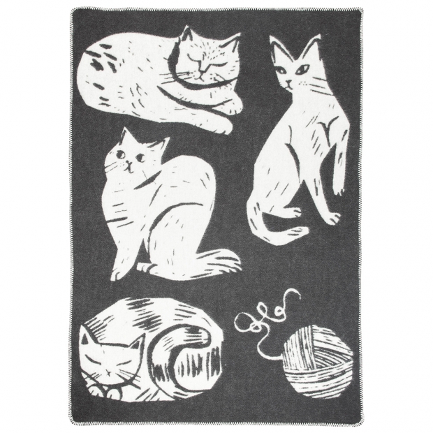 Wool blanket Kissanpäivät 90x130, dark grey-white