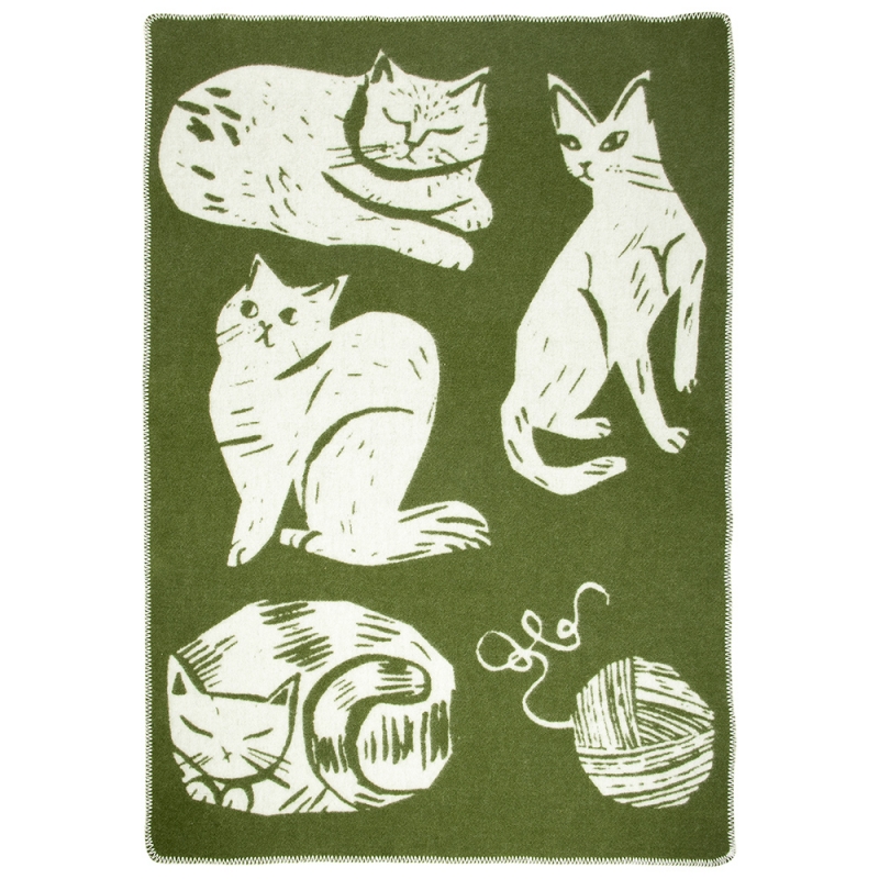 Wool blanket Kissanpäivät 90x130, olive-white