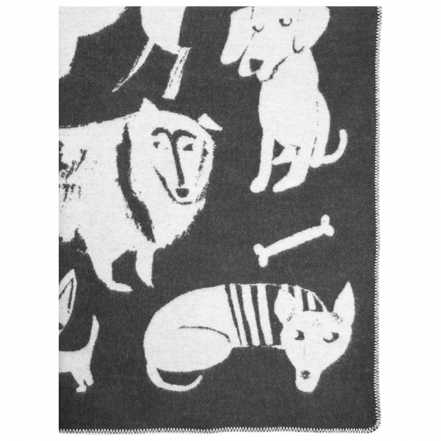 Wool blanket Koirapuisto 130x180, dark grey-white