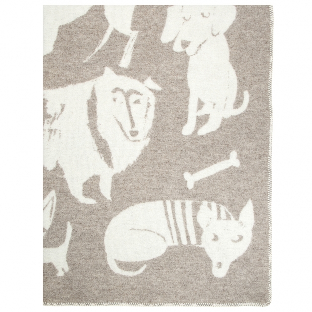 Wool blanket Koirapuisto 130x180, beige-white