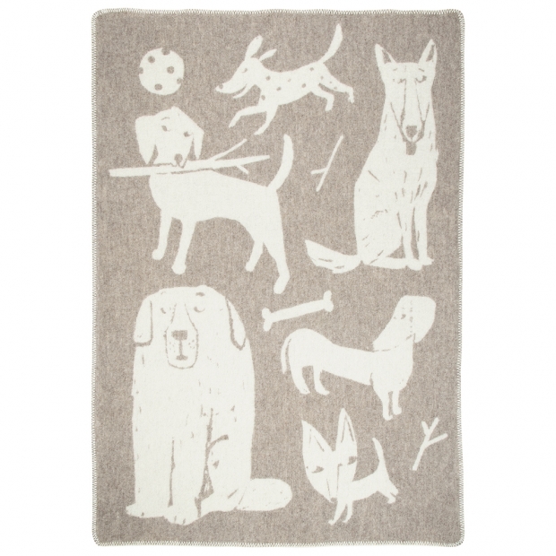 Wool blanket Koirapuisto 90x130, beige-white