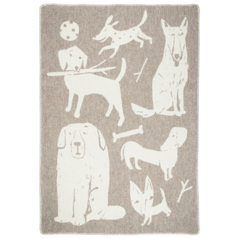 Wool blanket Koirapuisto 90x130, beige-white