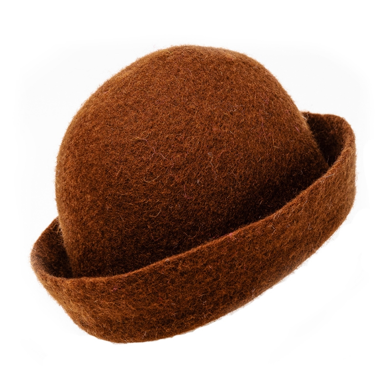 Sauna hat, sheep wool / brown