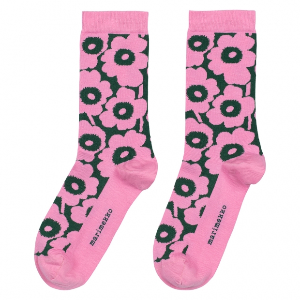 Linjaus Unikko socks, dark green-pink