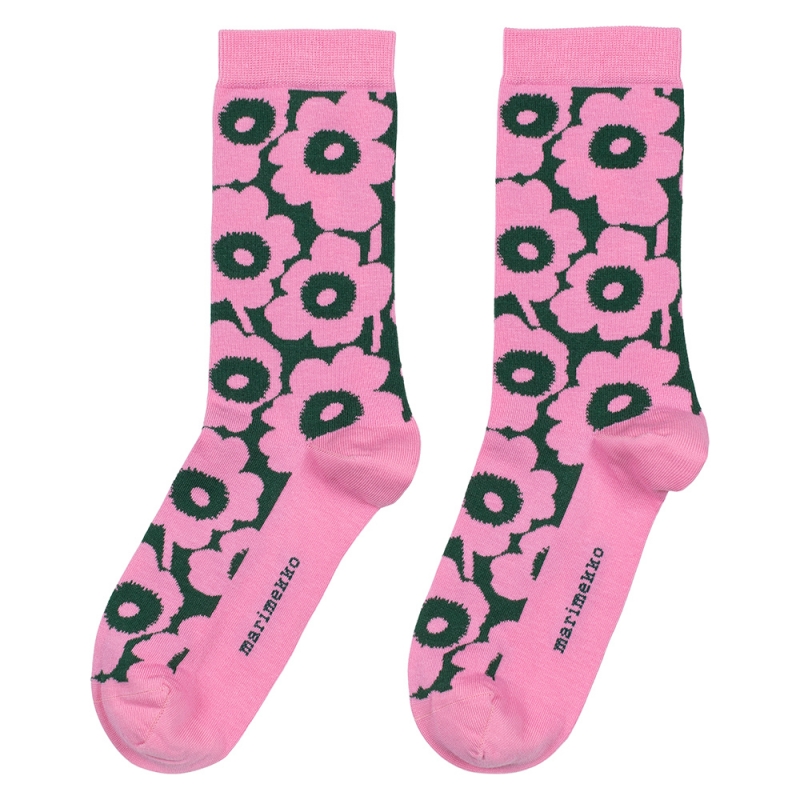 Linjaus Unikko socks, dark green-pink
