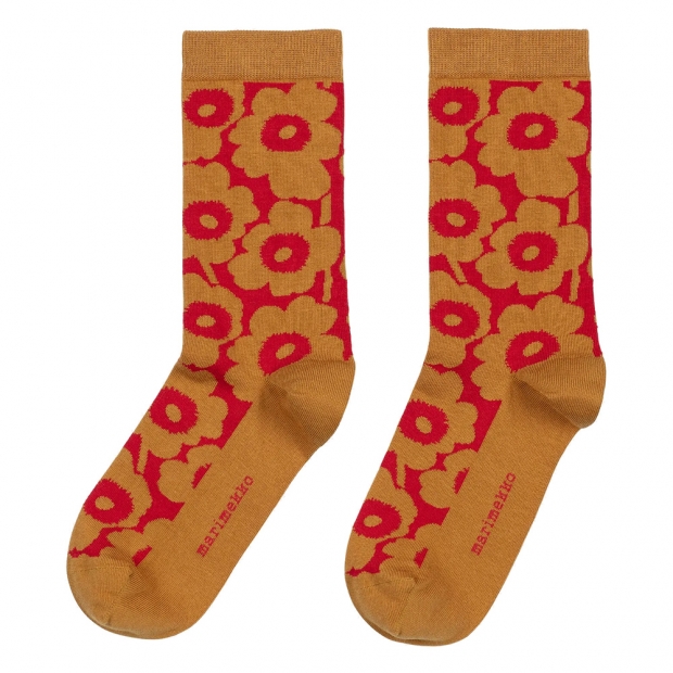 Linjaus Unikko socks, brown-red
