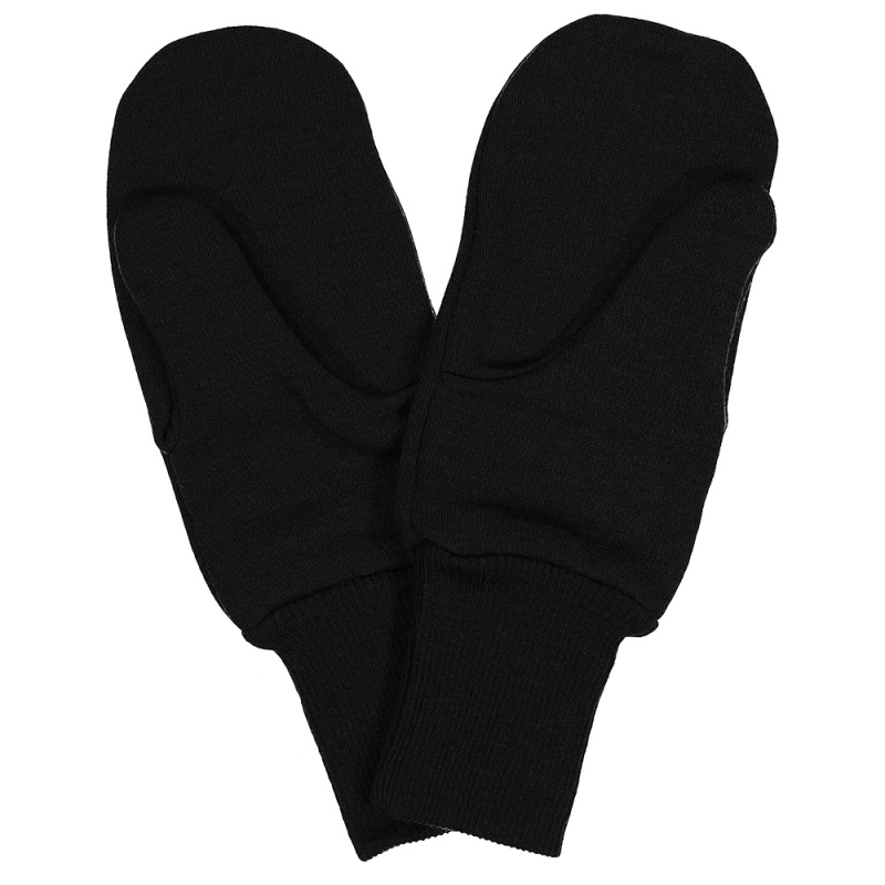 Merino mittens with silk lining, black