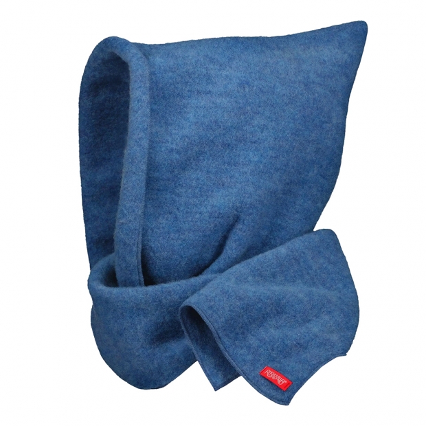 Merino šál s kapucňou, fleece / modrá sky