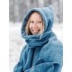 Merino scarf with hood, fleece / sky blue